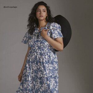 Anthropologie Somerset Maxi Dress Blue Floral Print Size XLP EUC